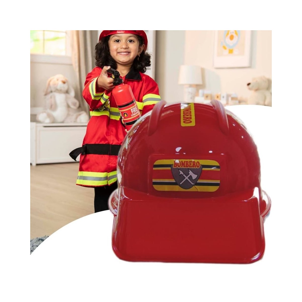 Casco De Bombero Juguete Disfraz Halloween Cosplay Rojo