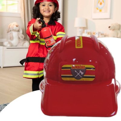 Casco De Bombero Juguete Disfraz Halloween Cosplay Rojo