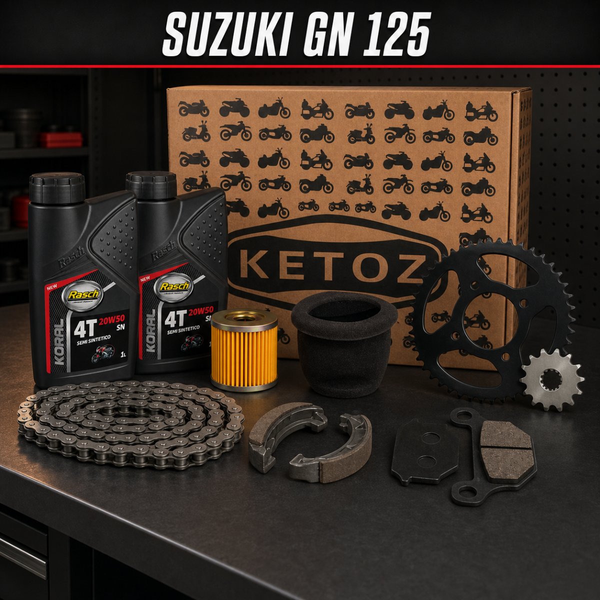 Combo Mantenimiento Suzuki GN 125 – Aceite, Filtros, Frenos y Arrastre, foto 1 de 8
