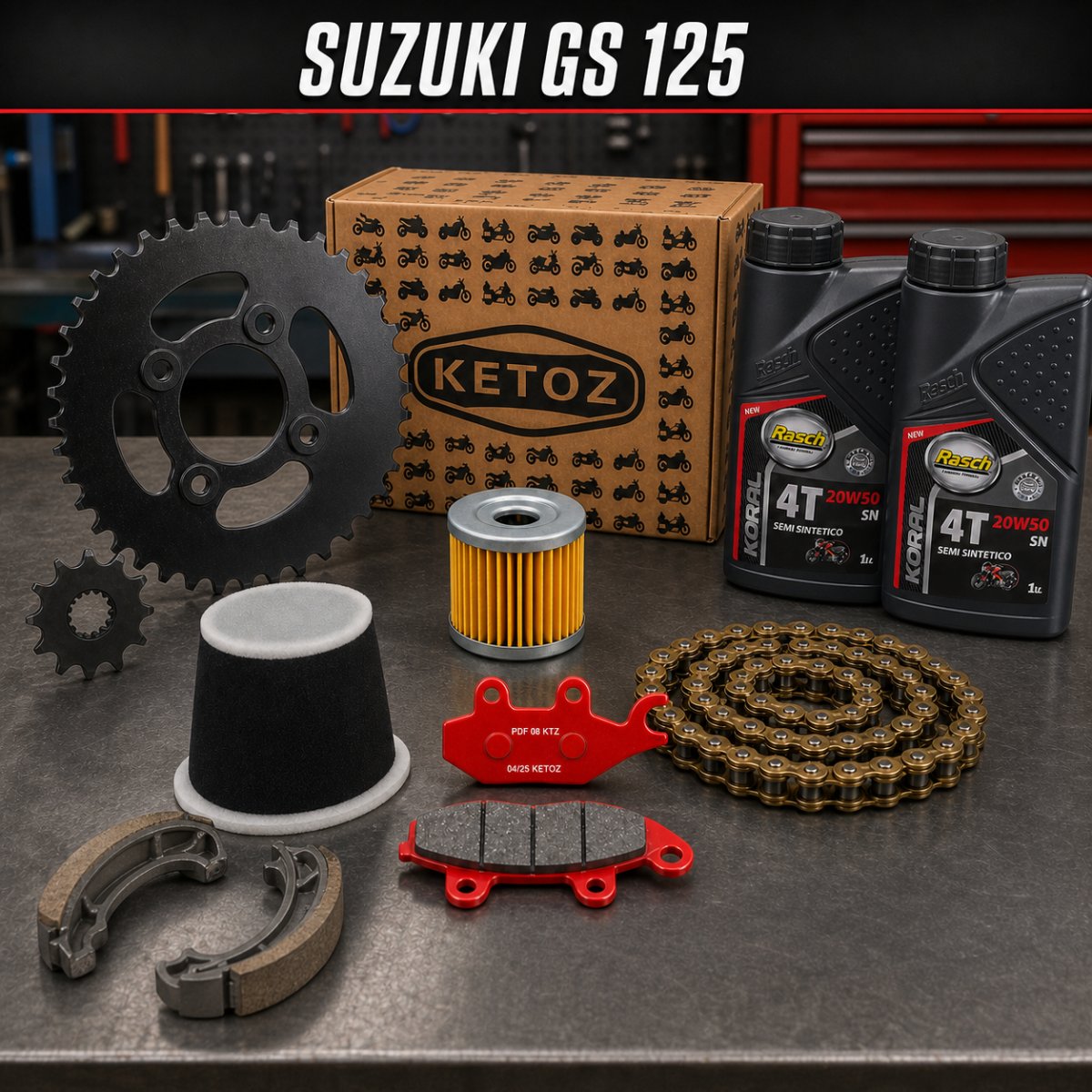 Combo Mantenimiento Suzuki GS 125 – Aceite, Filtros, Frenos y Arrastre, foto 1 de 8