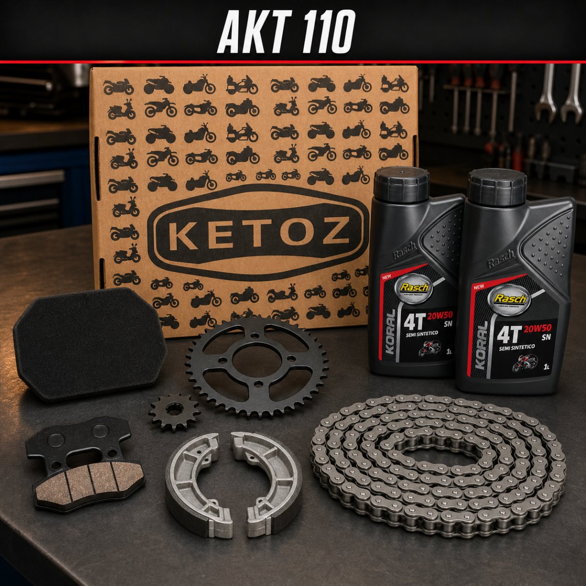 Combo Mantenimiento AKT 110 – Aceite, Filtros, Frenos y Arrastre, foto 1 de 7